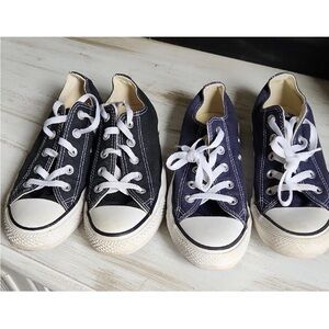 Converse Women’s Navy and White Canvas and black Low-Top Sneakers, 2 pairs